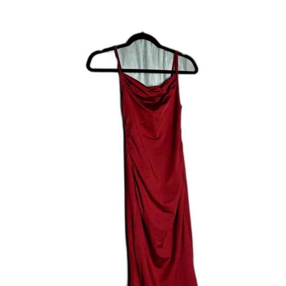 SHEIN MOD NWT Red Solid Ruched Cami Midi Dress XS - Picture 4 of 5